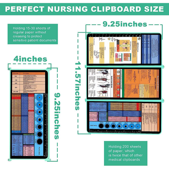 Metal Nursing Pocket Clipboard Foldable, Blue - Picture 5 of 5
